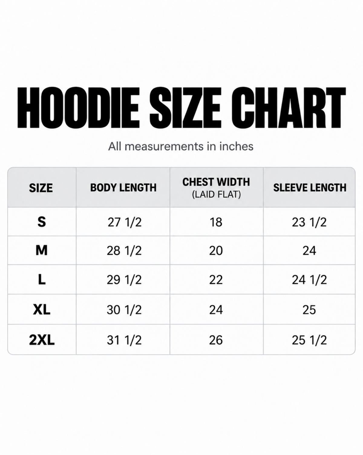 Vision Heavyweight Hoodie – Unisex Streetwear Hoodie size guide