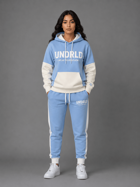 UNDRLD Vision Set oversized hoodie and joggers in black and red, exclusive pre-order collection clothing display