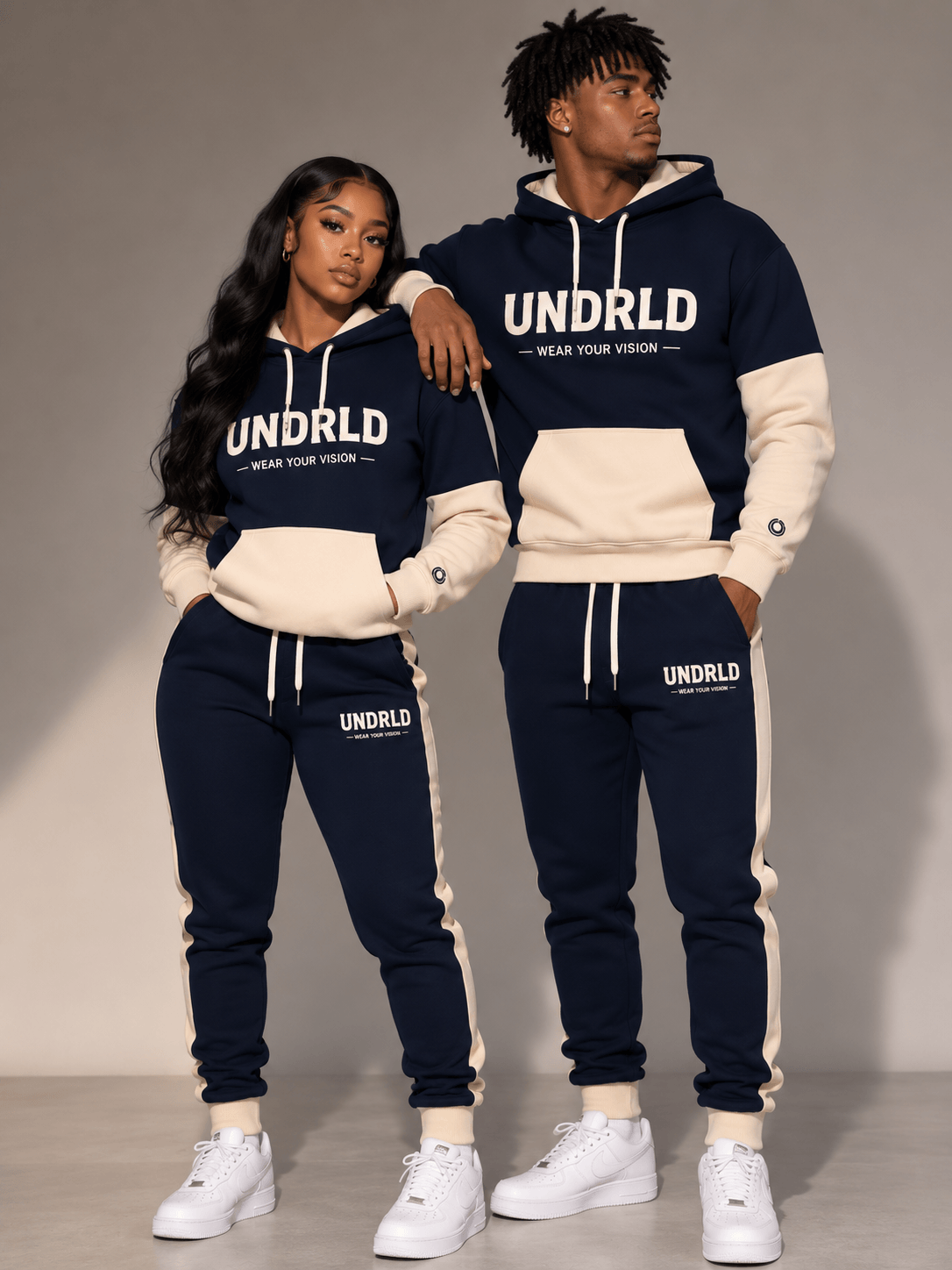 UNDRLD Vision Set oversized hoodie and joggers in multiple colorways, unisex fit, breathable fabric, pre-order collection